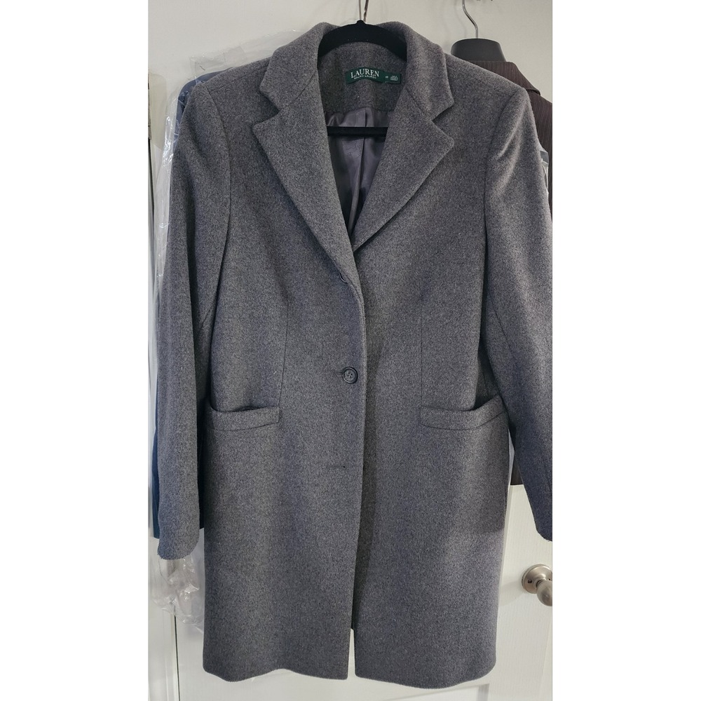 Lauren Ralph Lauren Woman's Wool Blend Grey Overcoat Trench Coat Size 10